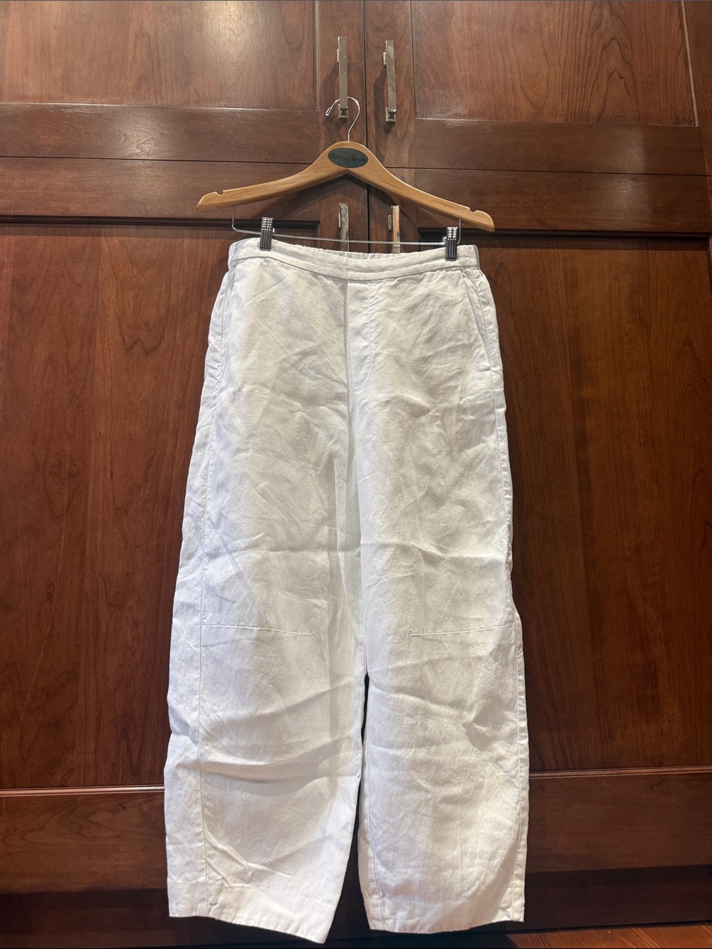 Women's White Linen Barrel Pants